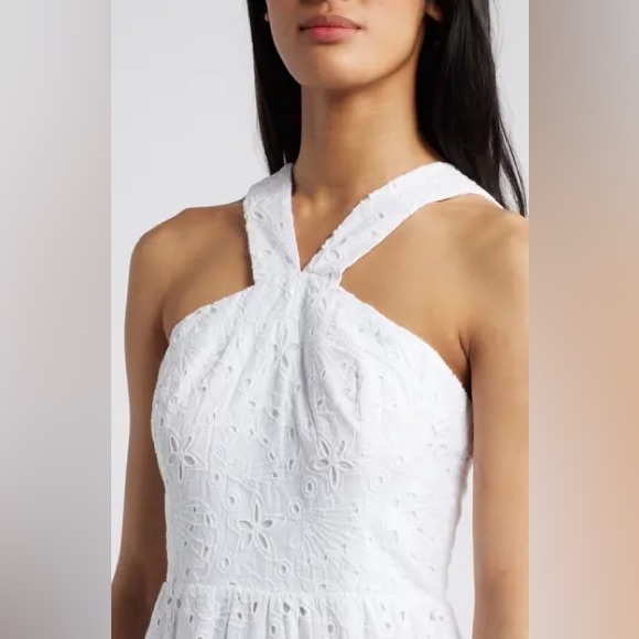 NWOT Lily Pulitzer Jenette White Eyelet Embroidered Halter Sundress Size 0 - Picture 1 of 10